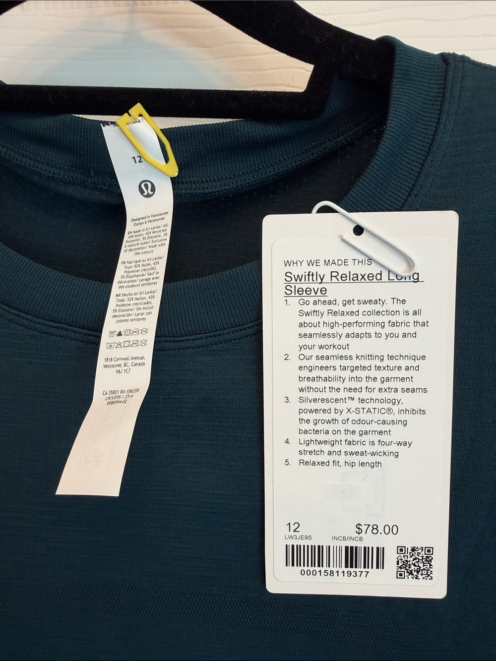 lululemon athletica Swiftly Relaxed long sleeve top- jade green/teal - Picture 2 of 5